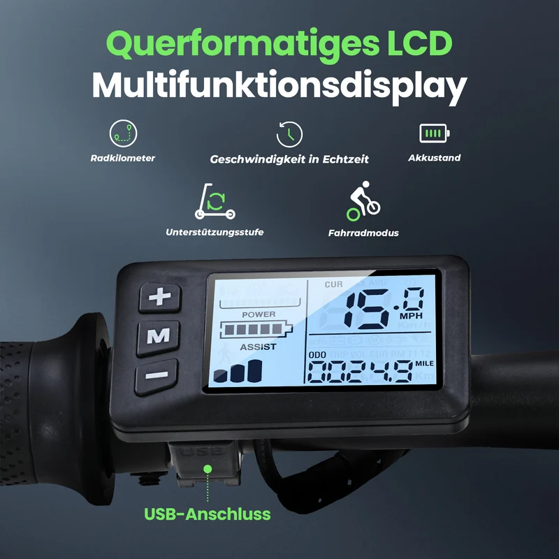 isinwheel EB1S Faltbares E-Bike 55+km mit Schnellem Laden