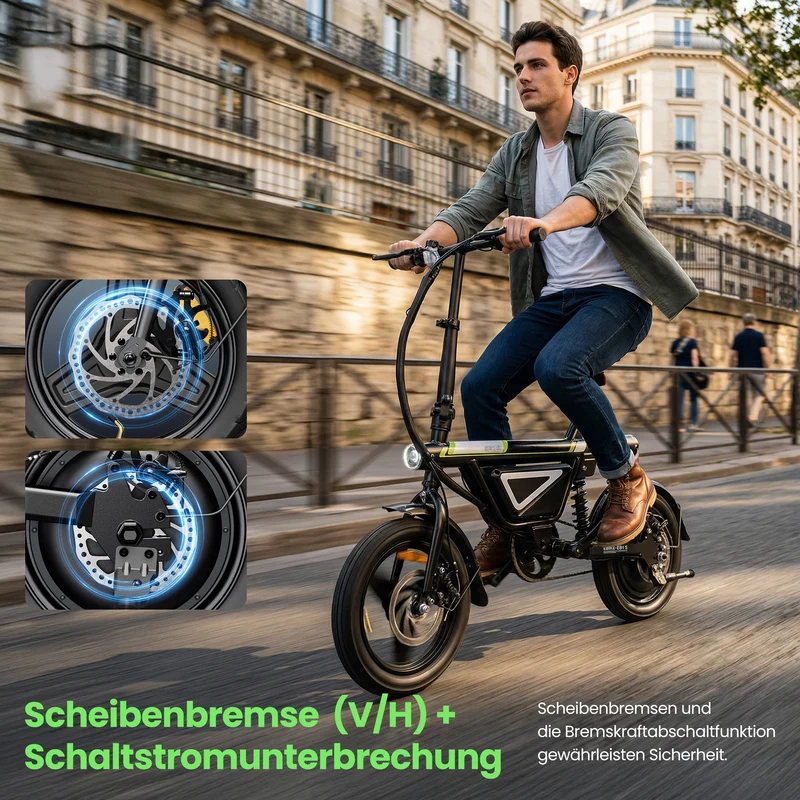 isinwheel EB1S Faltbares E-Bike 55+km mit Schnellem Laden