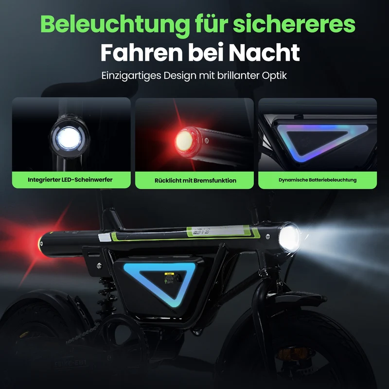 isinwheel EB1S Faltbares E-Bike 55+km mit Schnellem Laden
