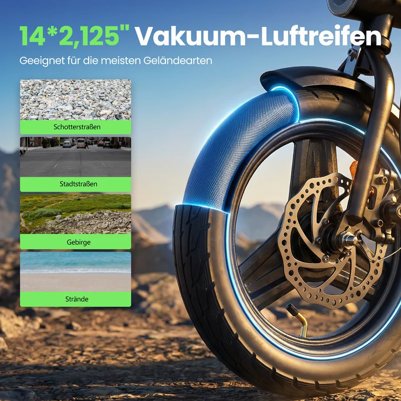 isinwheel EB1S Faltbares E-Bike 55+km mit Schnellem Laden