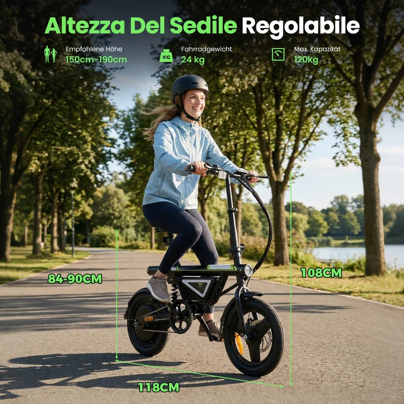 isinwheel EB1S Faltbares E-Bike 55+km mit Schnellem Laden