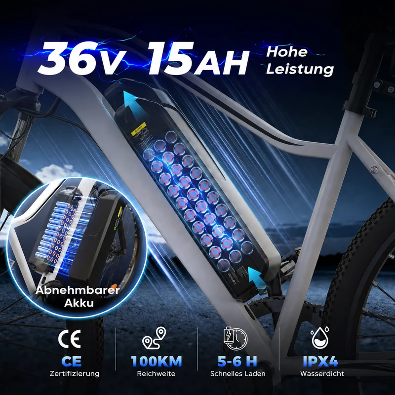 isinwheel EB3S E-Mountainbike 26 Zoll mit 100km Reichweite