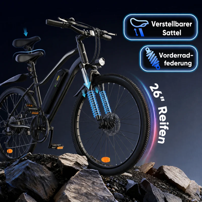 isinwheel EB3S E-Mountainbike 26 Zoll mit 100km Reichweite