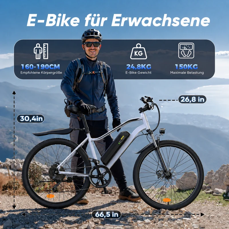 isinwheel EB3S E-Mountainbike 26 Zoll mit 100km Reichweite