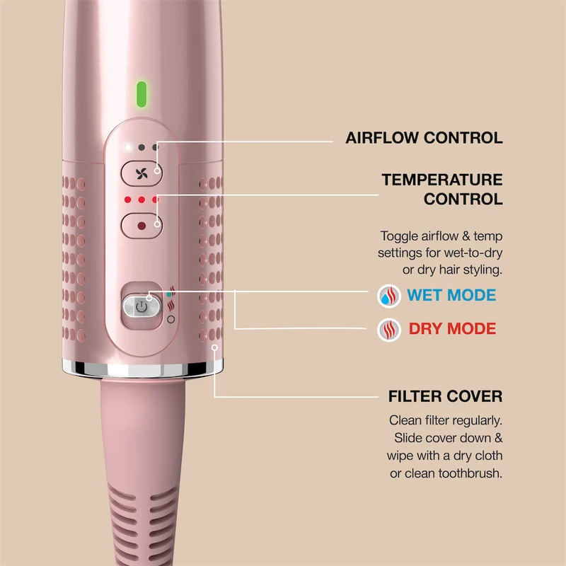 Glossi 2-in-1 Hot Tool and Air Glosser - Peony Pink