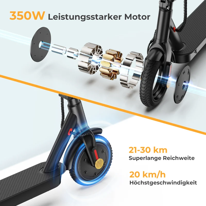 isinwheel E9 Faltbarer E-Scooter Doppelfederung Mit Straßenzulassung (ABE,eKFV)