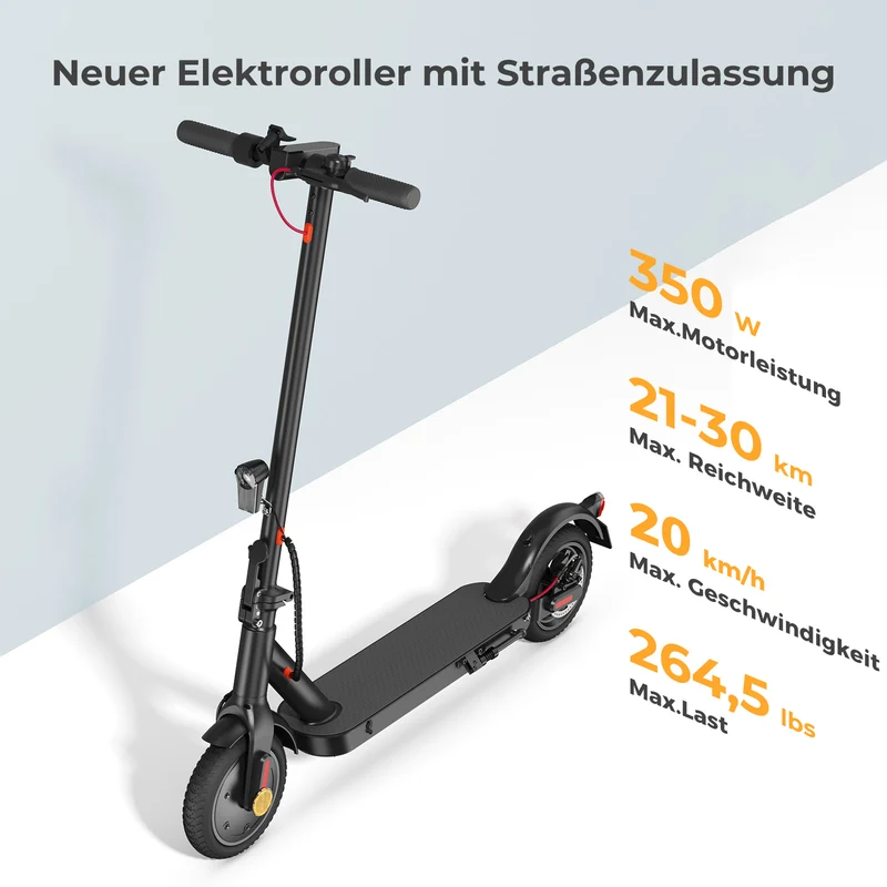 isinwheel E9 Faltbarer E-Scooter Doppelfederung Mit Straßenzulassung (ABE,eKFV)