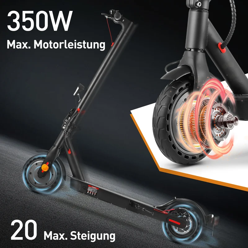 E9 E-Scooter mit Straßenzulassung, 8.5 Zoll 350 W 7.5 Ah Faltbarer E Scooter Leistungsstarker Wabenreifen
