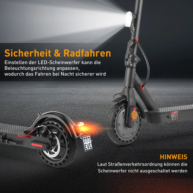 E9 E-Scooter mit Straßenzulassung, 8.5 Zoll 350 W 7.5 Ah Faltbarer E Scooter Leistungsstarker Wabenreifen