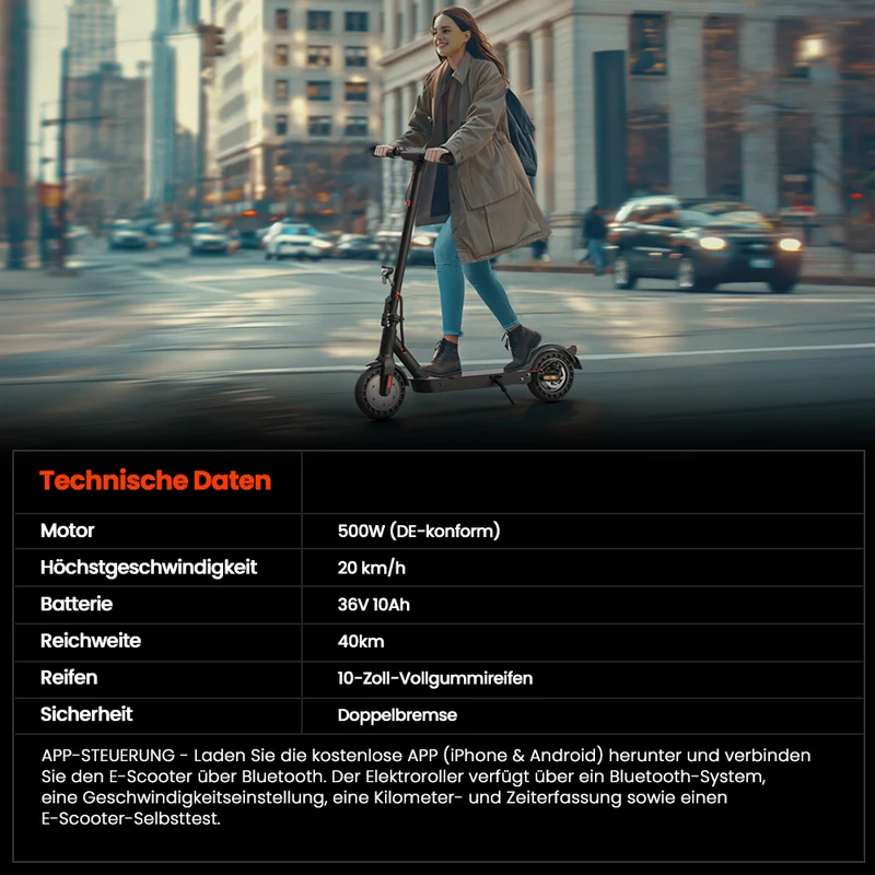 iScooter 500W 10" E9TMax E-Scooter Mit Straßenzulassung (ABE,eKFV)
