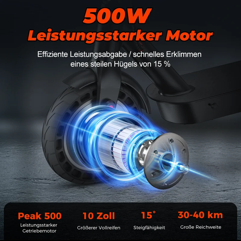iScooter 500W 10" E9TMax E-Scooter Mit Straßenzulassung (ABE,eKFV)