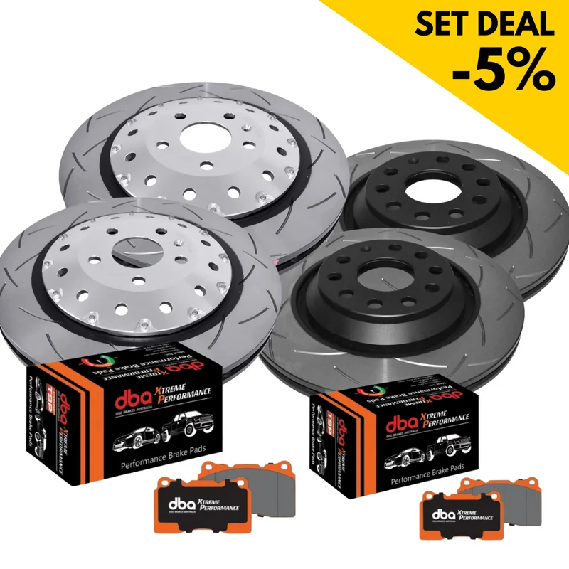 DBA Komplett Set - Vorderachse + Hinterachse - Bremsscheiben (2x DBA52844SLVS + 2x DBA42809S) + Bremsbeläge (DB15005XP + DB15006XP) für Audi RS3 8V + 8V Facelift Sportback