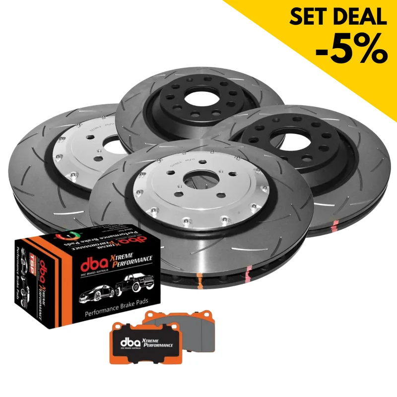 DBA Komplett Set - Vorderachse + Hinterachse - Bremsscheiben (2x DBA52836SLVS + 2x DBA42809S) + Bremsbeläge (DB15005XP + DB15006XP) für Audi RSQ3 8U