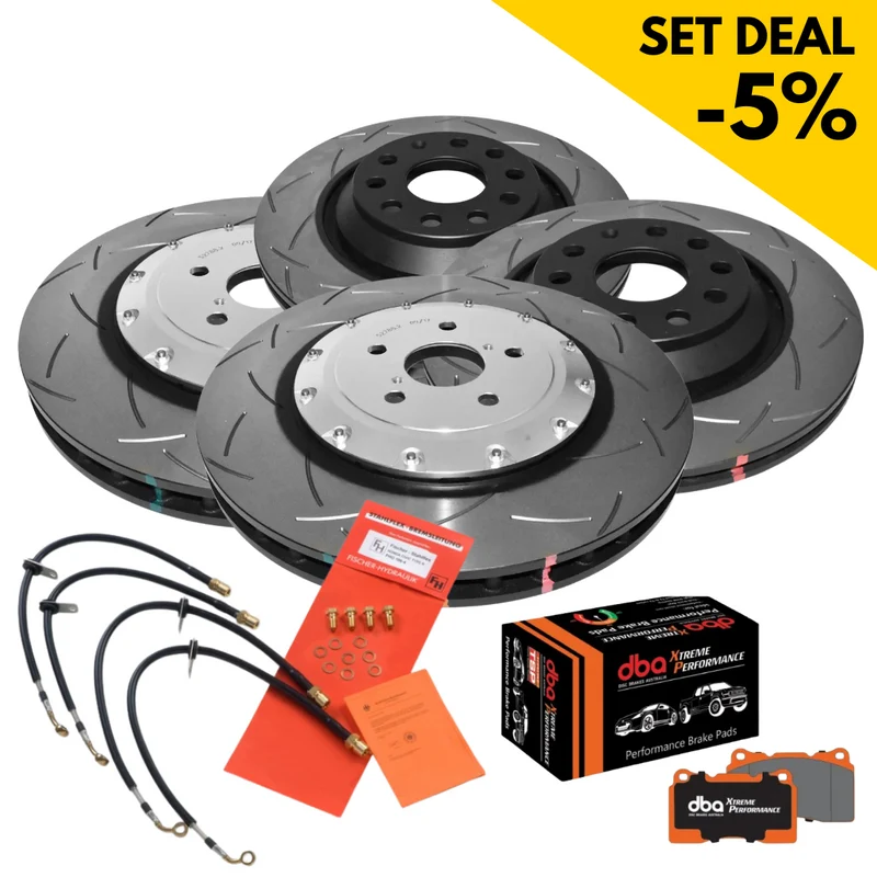 DBA Komplett Set - Vorderachse + Hinterachse - Bremsscheiben (2x DBA52836SLVS + 2x DBA42809S) + Bremsbeläge (DB15005XP + DB15006XP) für Audi RSQ3 8U