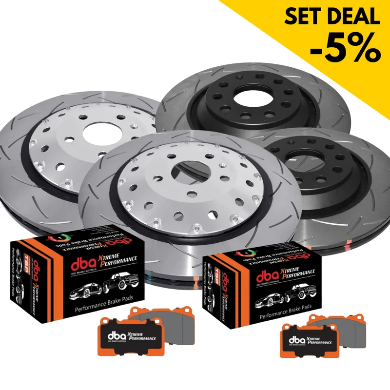 DBA Komplett Set - Vorderachse + Hinterachse - Bremsscheiben + Bremsbeläge für Audi TTRS 8S (2x DBA53912SLVS, DB15005XP, 2x DBA42809S, DB15006XP)