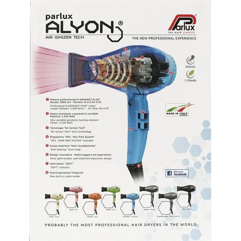 Alyon Air Ionizer Ceramic & Ionic 2250W Hair Dryer - Turquoise