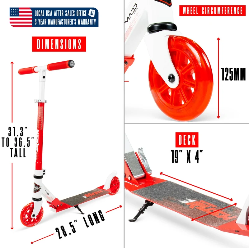 Madd Gear Rush 125 Light-Up Folding Scooter - Red