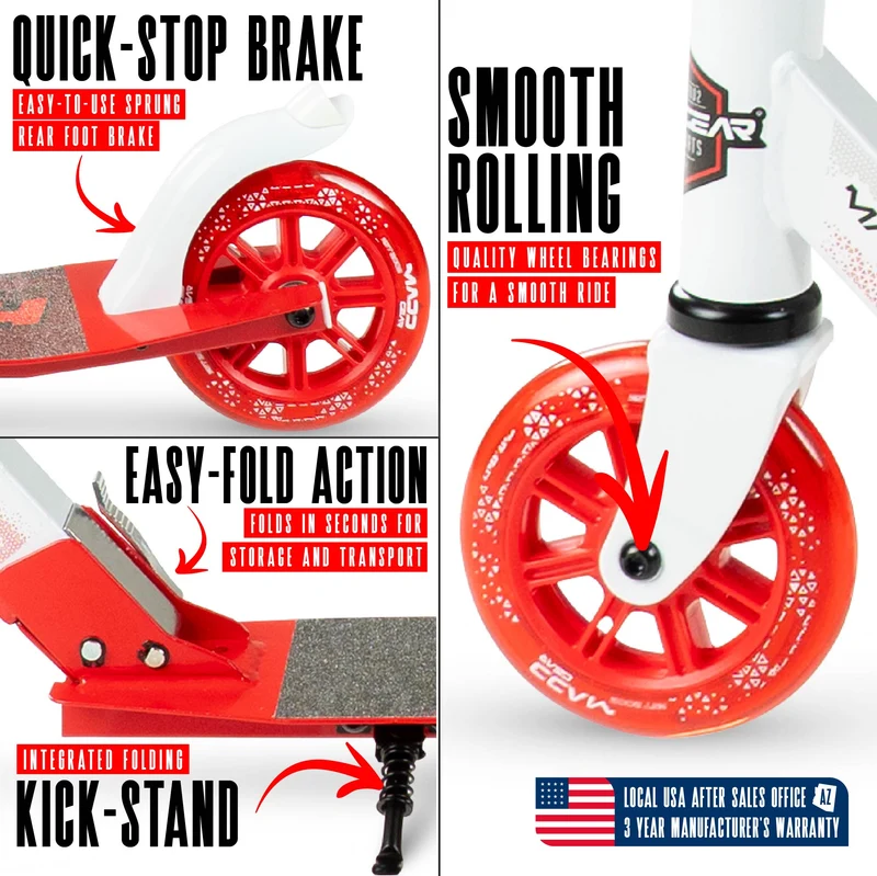 Madd Gear Rush 125 Light-Up Folding Scooter - Red