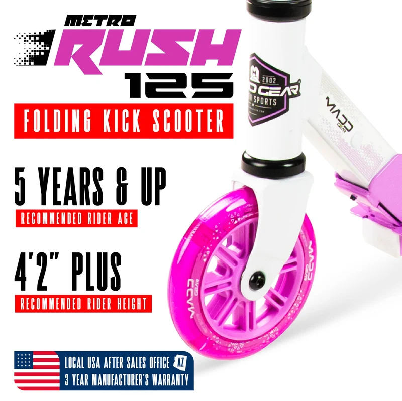 Madd Gear Rush 125 Light-Up Folding Scooter - Purple