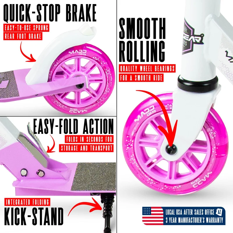 Madd Gear Rush 125 Light-Up Folding Scooter - Purple