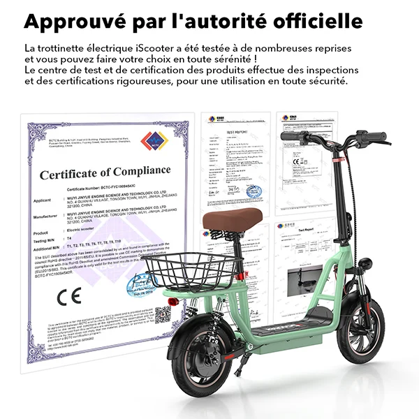 iScooter i12 Electric Scooter With Basket 12" Tires 500W UK