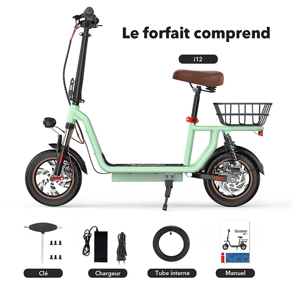 iScooter i12 Electric Scooter With Basket 12" Tires 500W UK