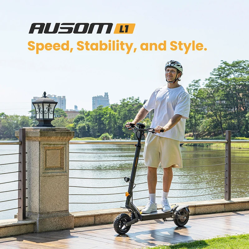 Ausom L1 Electric Scooter Single 800W Motor 10" Tires 48V 15.6Ah Battery
