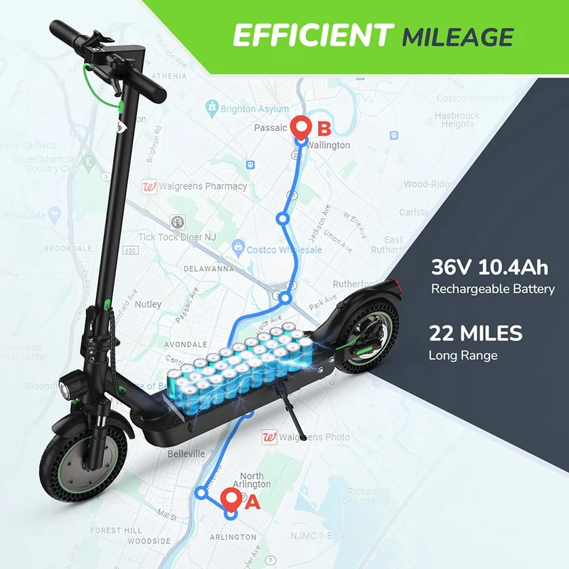 isinwheel S9 Max Electric Scooter with ABE 10" Tires 500W Motor 36V 10.4Ah Battery