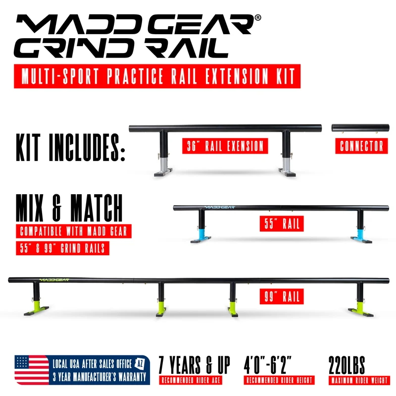 Madd Gear Grind Rail Extension Kit - Black / Gray