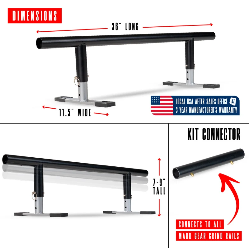Madd Gear Grind Rail Extension Kit - Black / Gray