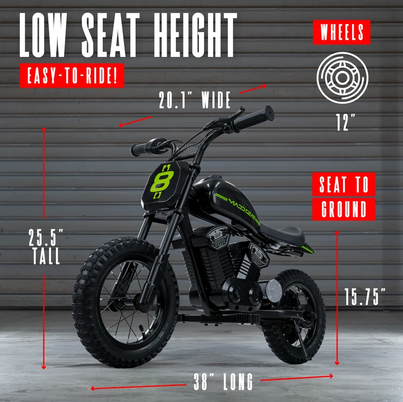 Madd Gear My 1st Mini Electric Dirt Bike - Black / Green