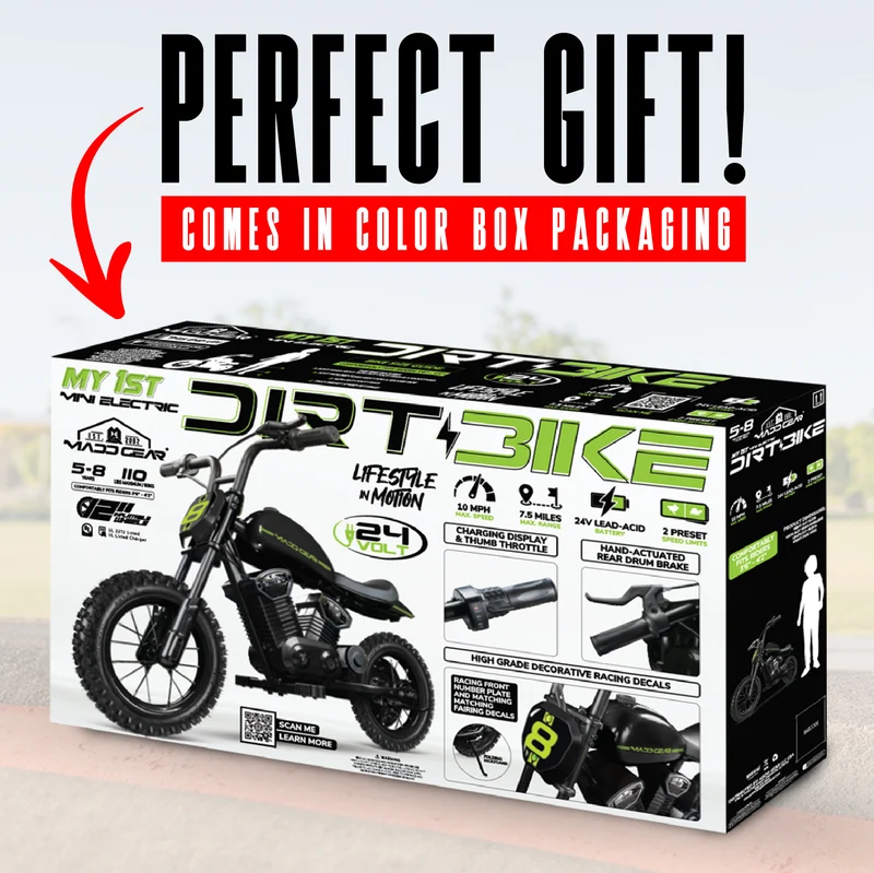 Madd Gear My 1st Mini Electric Dirt Bike - Black / Green