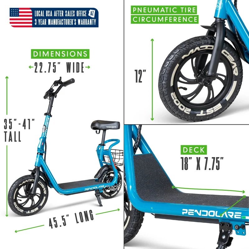 Madd Gear Pendolare Electric Folding Scooter - Mediterranean Blue
