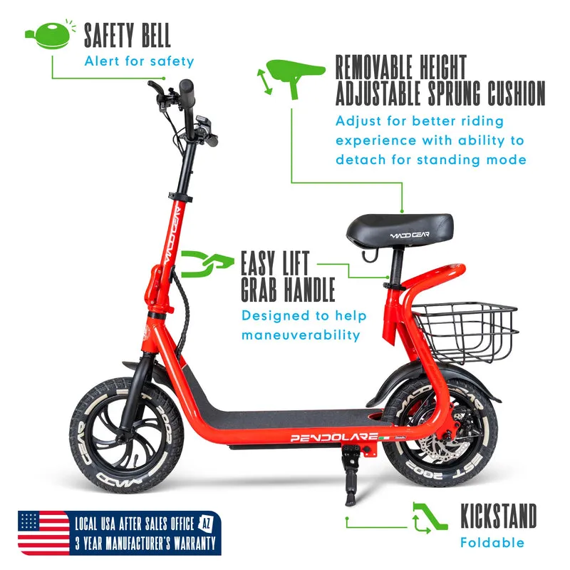 Madd Gear Pendolare Electric Folding Scooter - Pepper Red