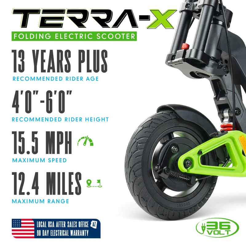 Madd Gear Terra-X Electric Folding Scooter - Black / Green