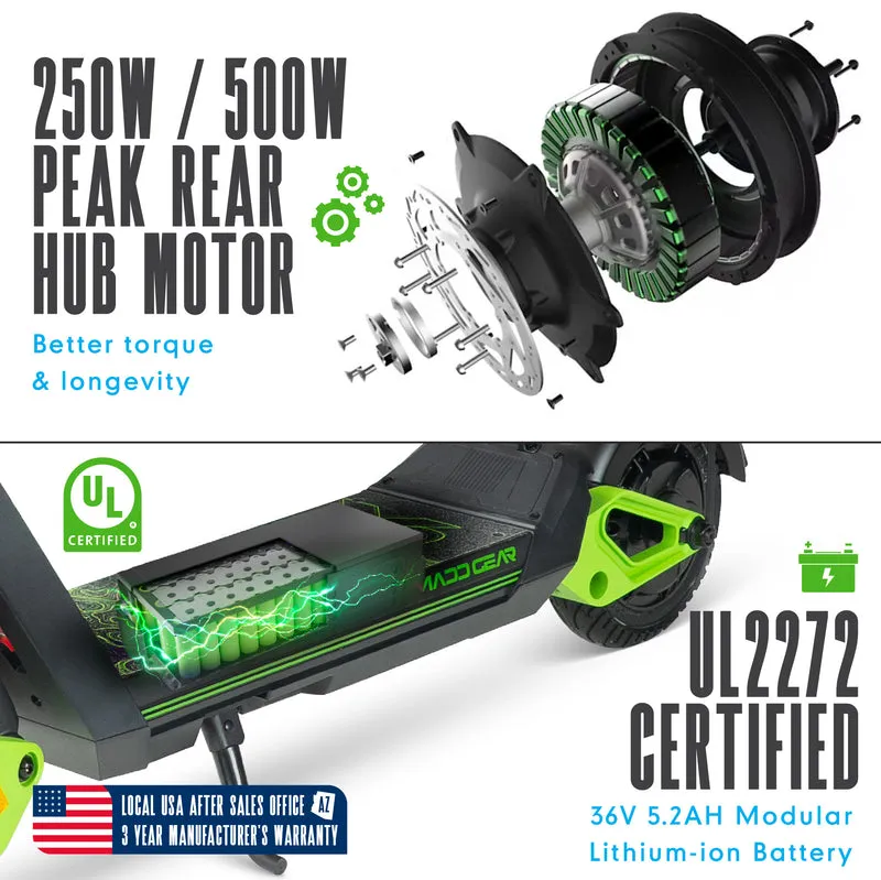 Madd Gear Terra-X Electric Folding Scooter - Black / Green