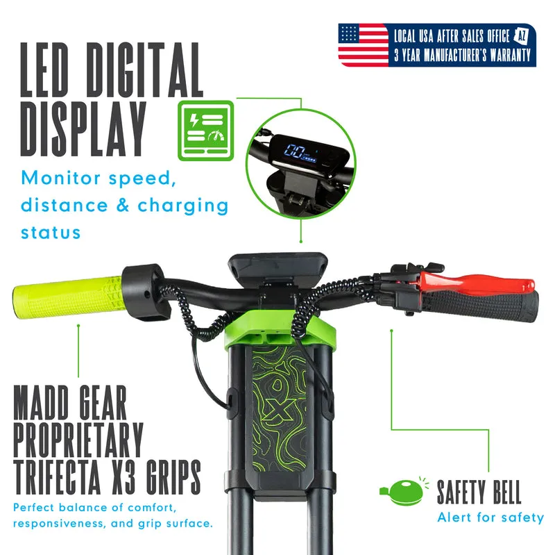 Madd Gear Terra-X Electric Folding Scooter - Black / Green