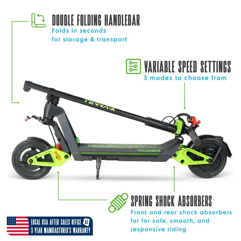 Madd Gear Terra-X Electric Folding Scooter - Black / Green