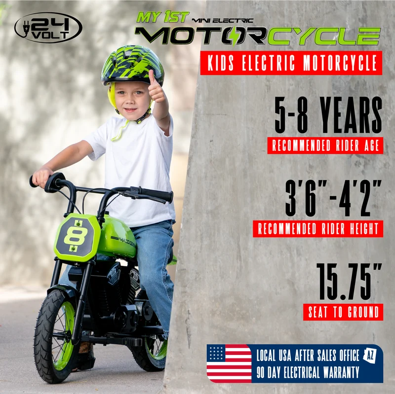 Madd Gear My 1st Mini Electric Motorcycle - Green / Black