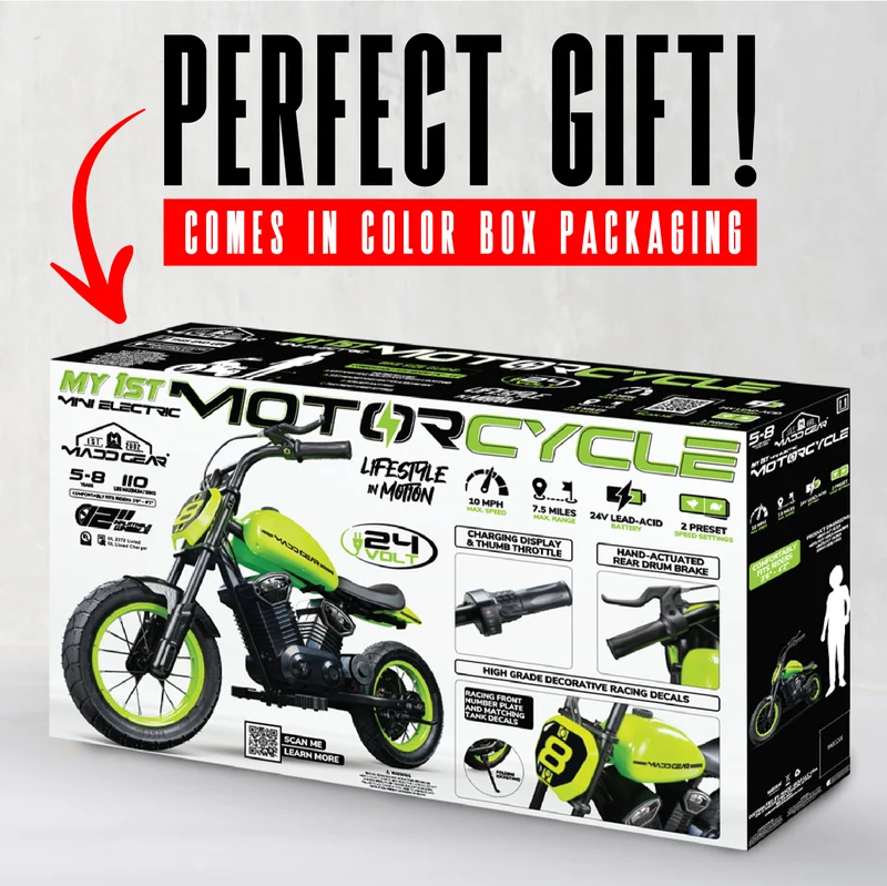 Madd Gear My 1st Mini Electric Motorcycle - Green / Black