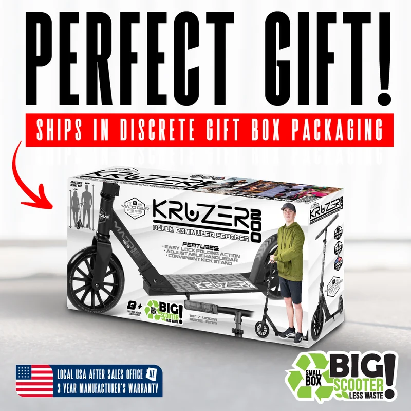 Madd Gear Kruzer 200 Folding Scooter - Black / Black