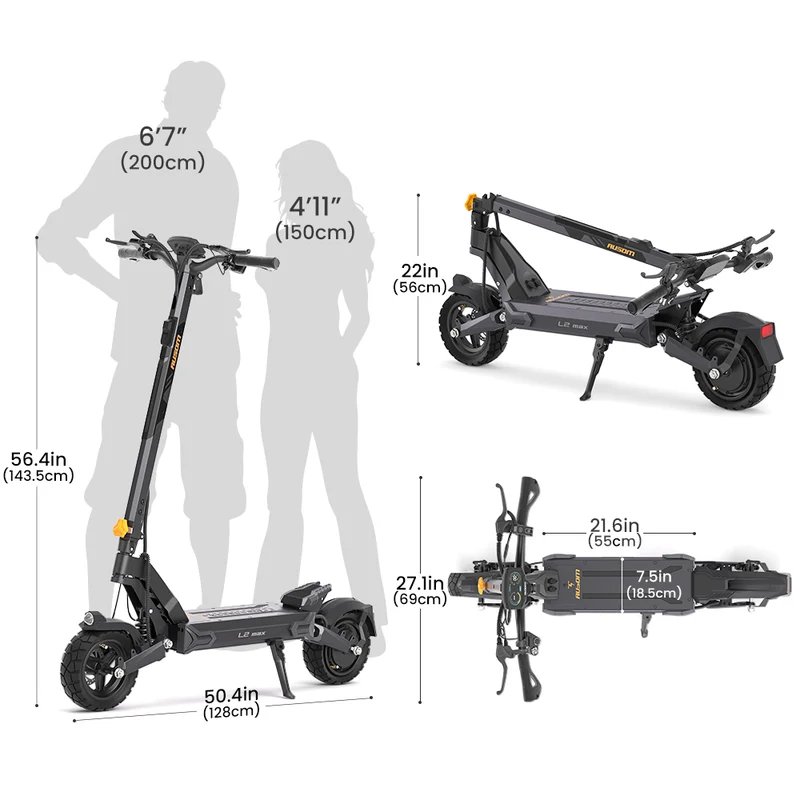 Ausom L2 Max Electric Scooter Single 1000W Motor 48V 20.8Ah Battery 10" Tires