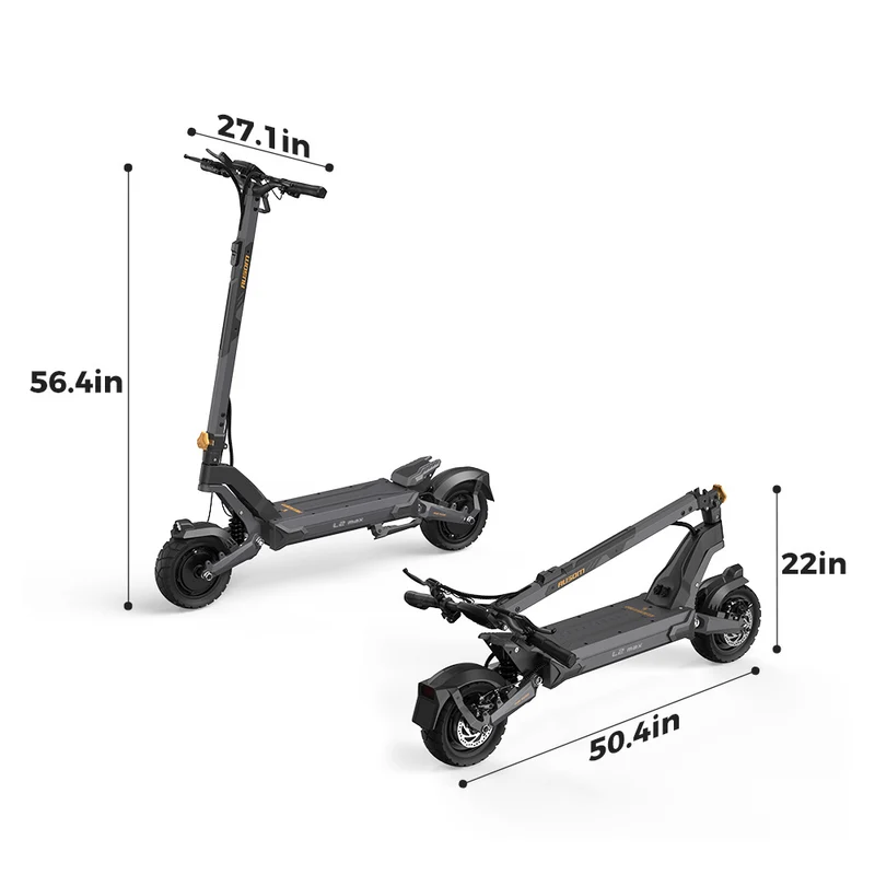Ausom L2 Max Electric Scooter Dual 1000W Motor 48V 20.8Ah Battery 10" Tires