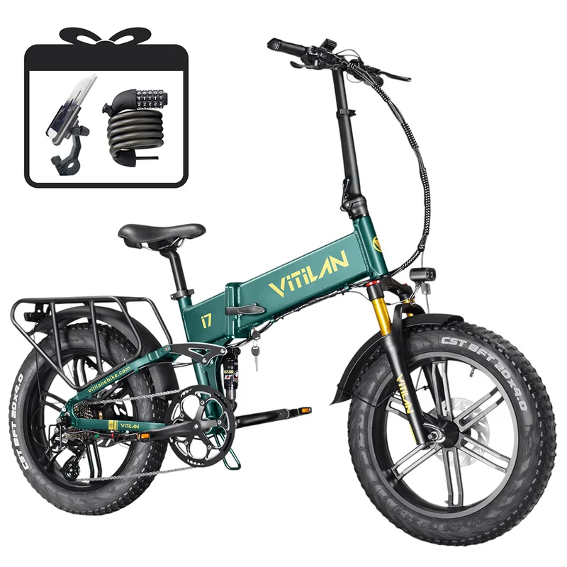 Vitilan i7 Pro 3.0 Electric Bike 20" Fat Tires 750W Motor 48V 20Ah Battery