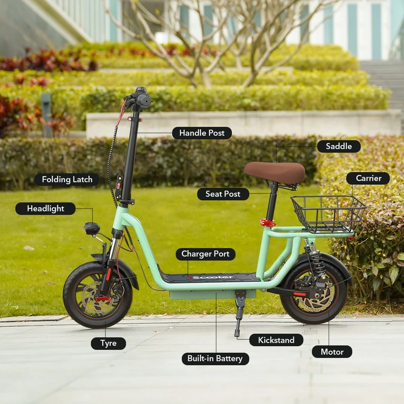 iScooter i12 Electric Scooter With Basket 12" Tires 500W 36V 7.5AH Battery