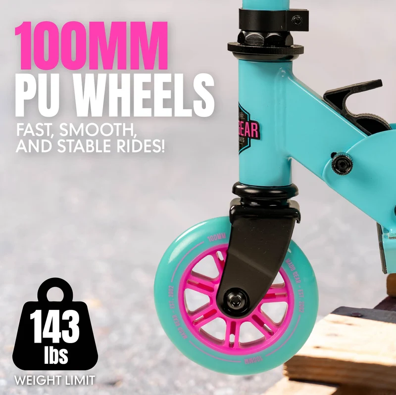 Madd Gear Flow 100 Folding Scooter - Teal / Pink
