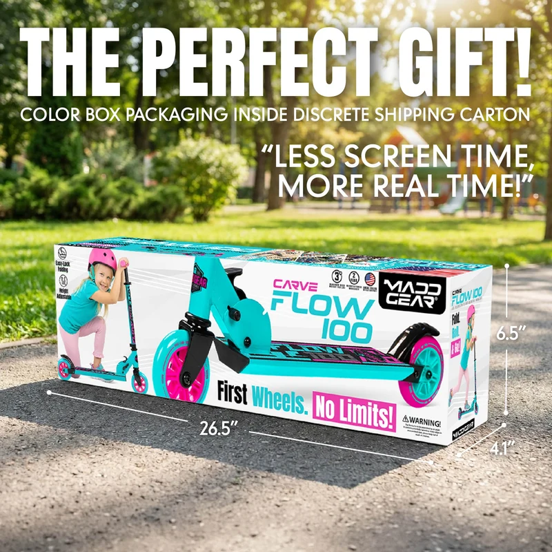 Madd Gear Flow 100 Folding Scooter - Teal / Pink