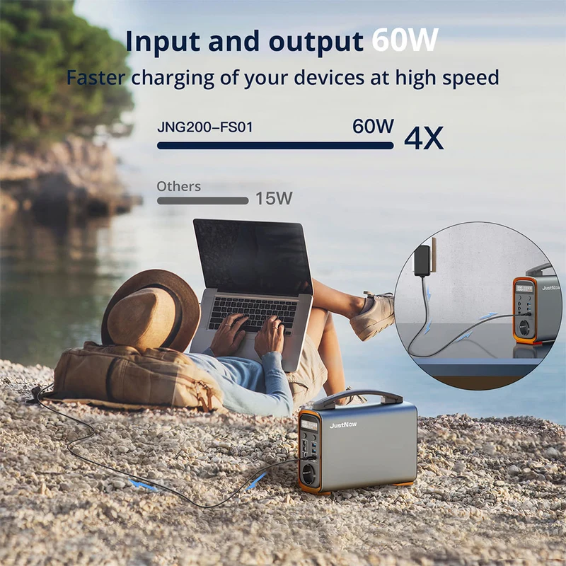 JustNow GT240 240W Portable Power Station 240Wh Capacity