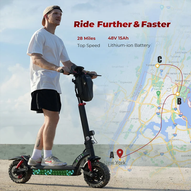 isinwheel GT2 Electric Scooter 11" Off-road Tires 800W Motor 48V 15Ah Battery