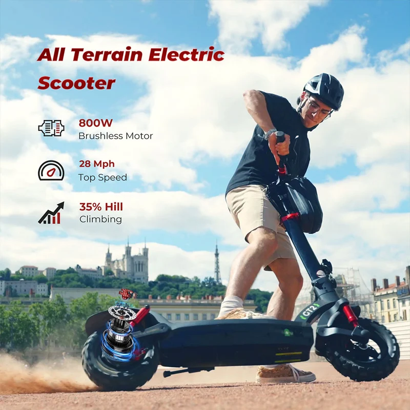 isinwheel GT2 Electric Scooter 11" Off-road Tires 800W Motor 48V 15Ah Battery